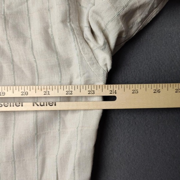 Canali Shirt Mens Large Beige Green Windowpane Button Down Linen Made in Italy - Picture 11 of 13